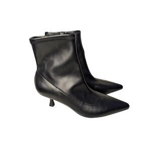 Unisa Women Shoes, Black Faux Leather Pointed Toe Ankle Booties, Sz 6